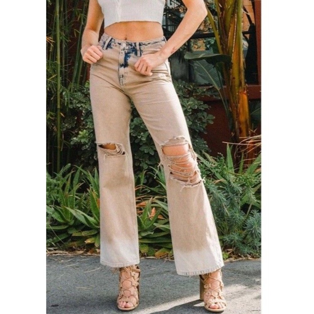 Vervet Size 26 Leslie 90's Vintage Distressed Super High Rise Flare Jeans NWT - Picture 3 of 15